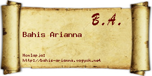 Bahis Arianna névjegykártya